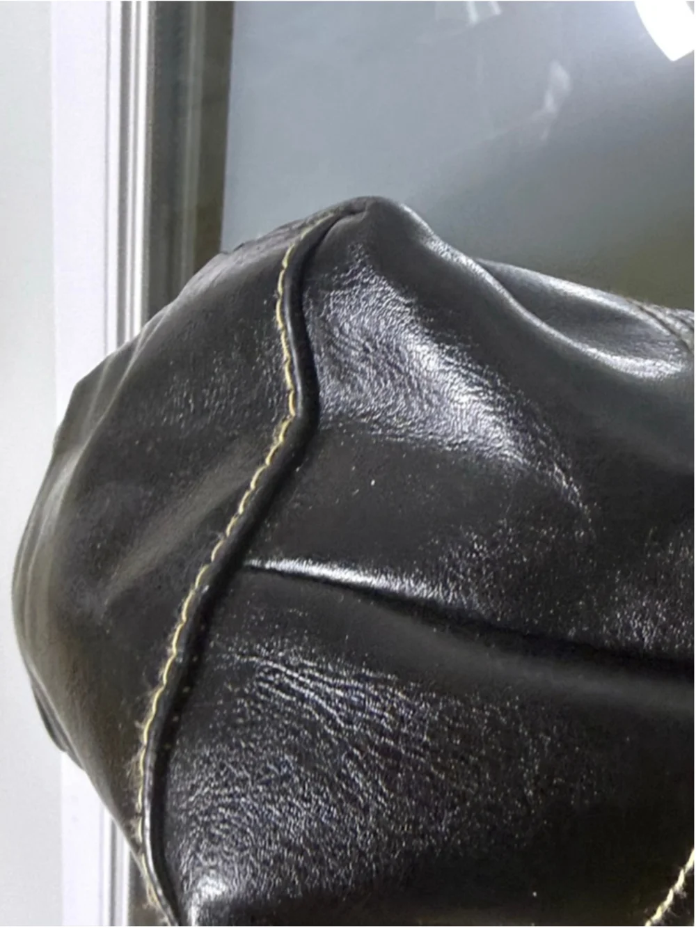 Bueno Black Croc Embossed Shoulder Bag with Gold Toned Hardware